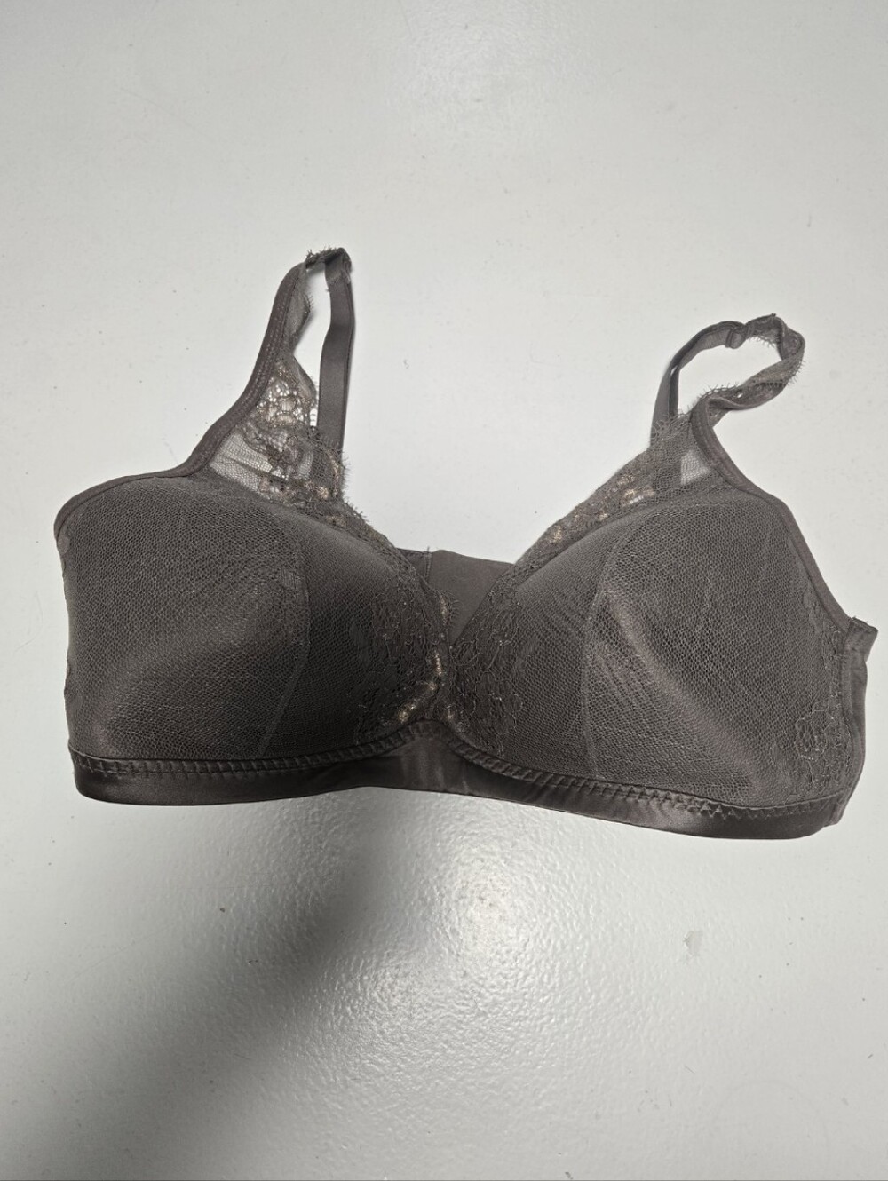 Ambrielle Full Coverage Wireless Brown With Lace Edgy Bra Size XXL